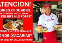 Celebra el «Día Nacional del Bife a lo Pobre» con una imperdible promoción en Donde Zacarías Plato de Bife a lo Pobre tradicional chileno servido en el Restaurante Donde Zacarías en Santiago.