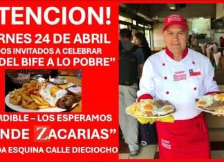 Celebra el «Día Nacional del Bife a lo Pobre» con una imperdible promoción en Donde Zacarías Plato de Bife a lo Pobre tradicional chileno servido en el Restaurante Donde Zacarías en Santiago.